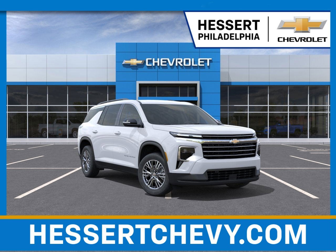 2026 Chevrolet Traverse LT in Polar White Tricoat — front three-quarter view