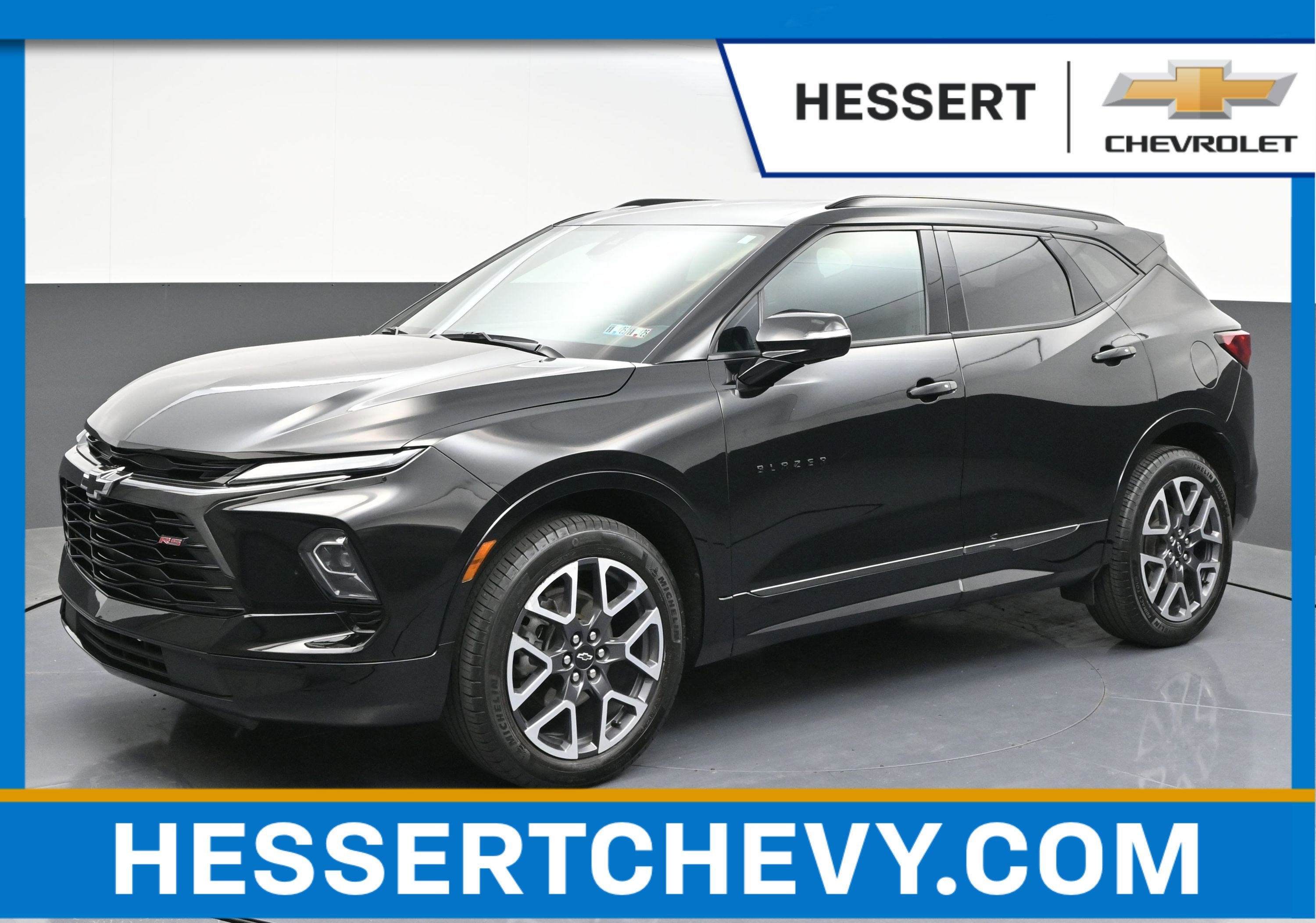 2024 Chevrolet Blazer RS in Black — front three-quarter view
